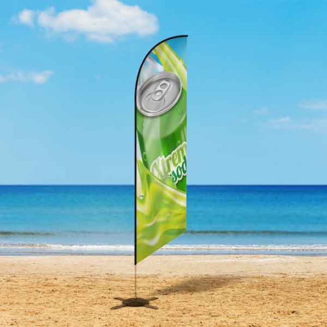 Windless feather flag, single sided, Angled cut